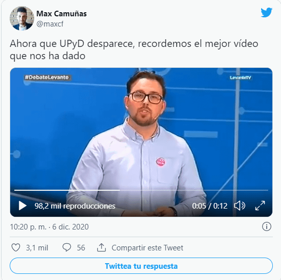 Captura tuit Max Camuñas sobre Toni Cantó